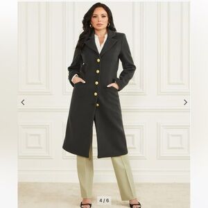 Marciano Black Pea Coat with Gold Buttons